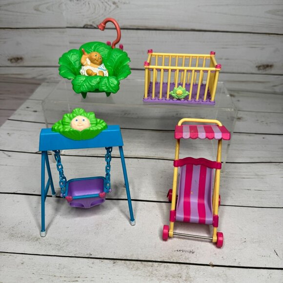 Cabbage Patch Kids Bath Playpen Swing Stroller Lot with Baby Figure 1980s Vintag - Picture 1 of 12